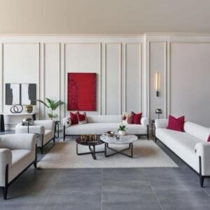 طقم كنب مونتاري الأبيض