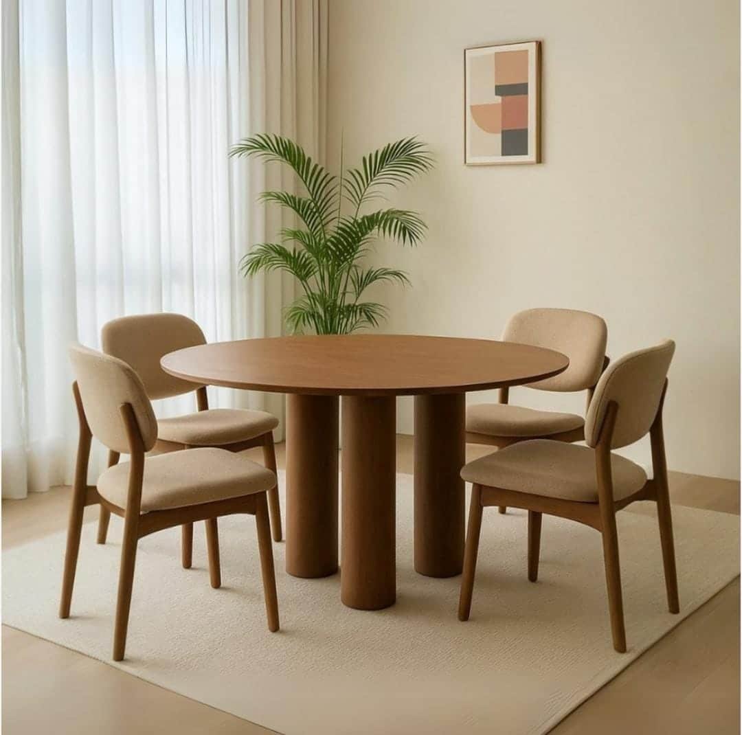 طاولة طعام دائرية (1) طاولة طعام دائرية , طاولة خشب صلب , طاولة دائرية