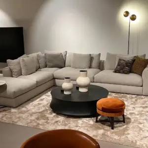 كنبة زاوية بيج لورين, تصميم عصري وراحة مثالية للمنزل,